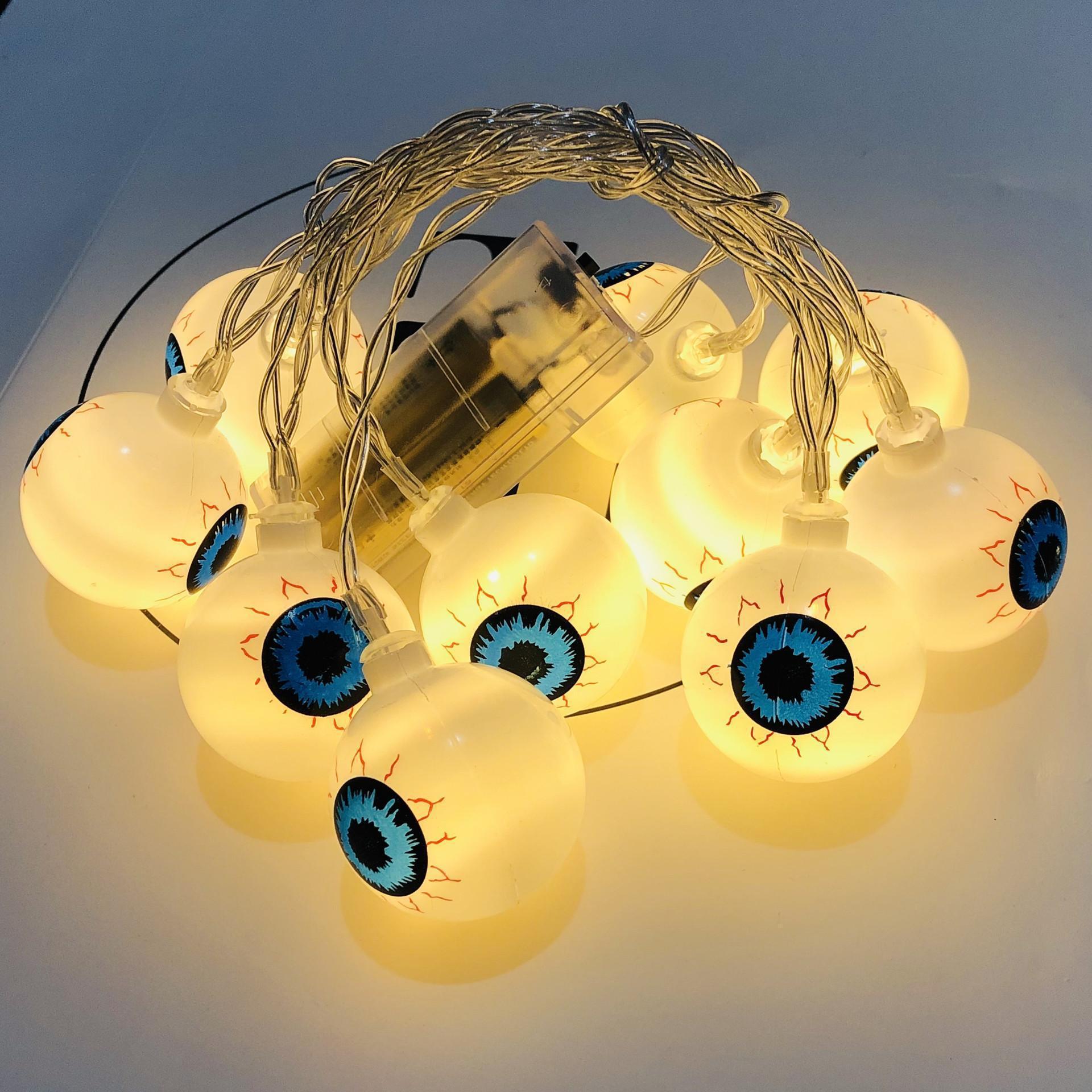Halloween LED Eyeball Light String 10 Pcs LED Ghost Eye Light Warm Cold Colorful For Halloween Home Party Decor