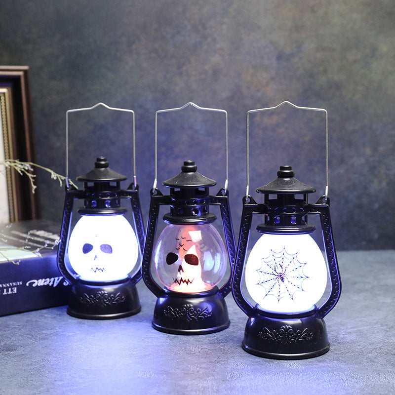 Halloween Decoration Vintage Hanging LED Light Lamp Portable Ghost Spider Nightlight For Haunted House Props Home Party Decor